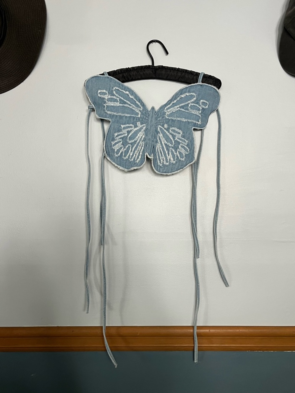 Blue Denim Butterfly top with tie back